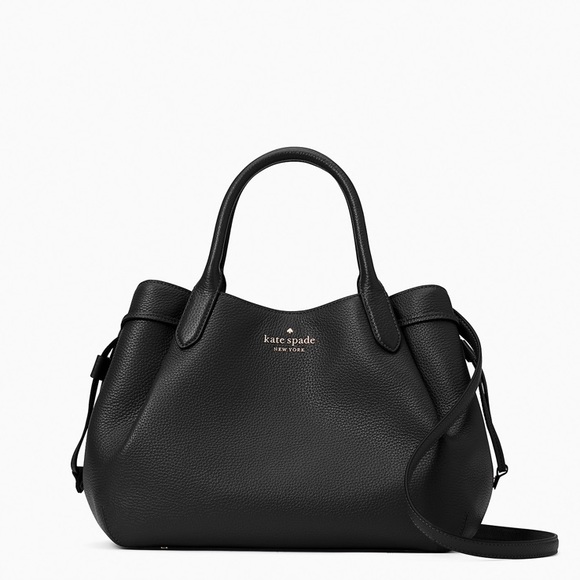 ♠️Kate Spade Dumpling Large Pebbled Leather Satchel Crossbody, Black NWT - Picture 1 of 9